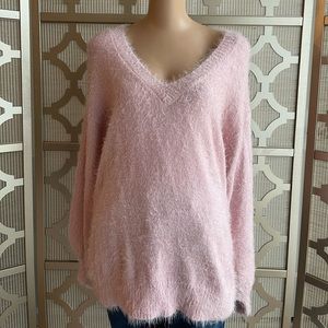 Pink Lily! BRAND NEW WITH TAGS! Pink, fuzzy sweater! Medium!